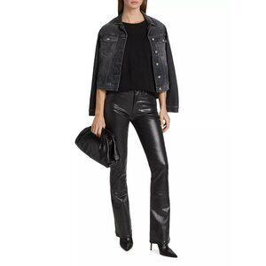 3x1 NYC Farrah Black High Rise Bell Bottom Shiny Pants